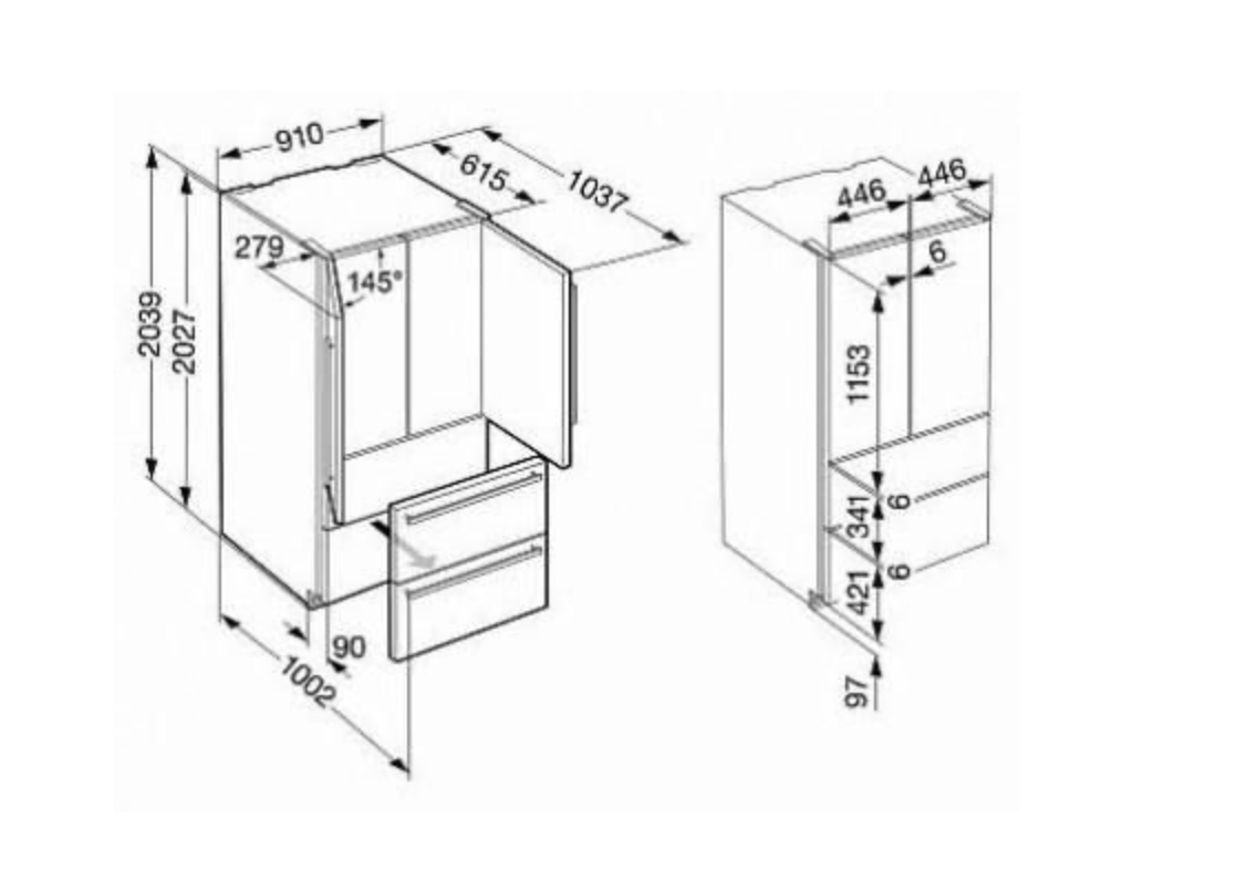Réfrigérateur américain (French door) Liebherr CBNbe 6256 beige