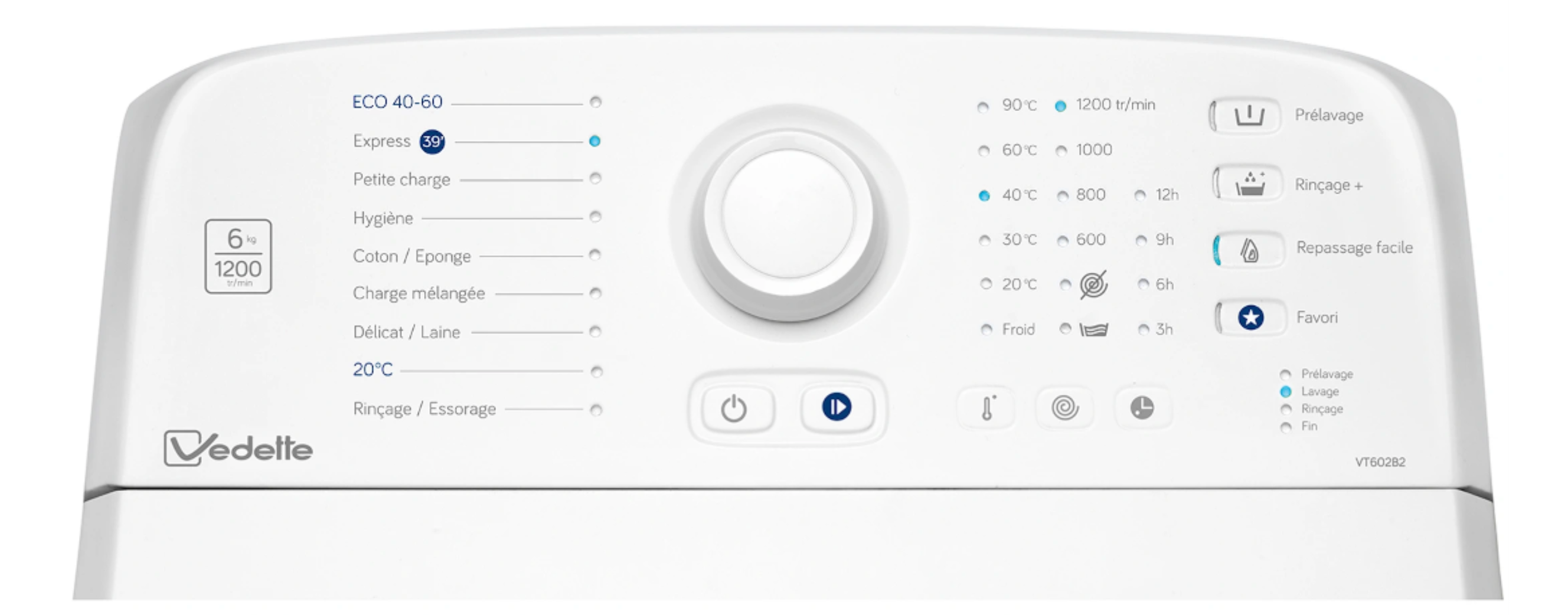 Lave-linge top- VEDETTE VT602B2( 6 kg)