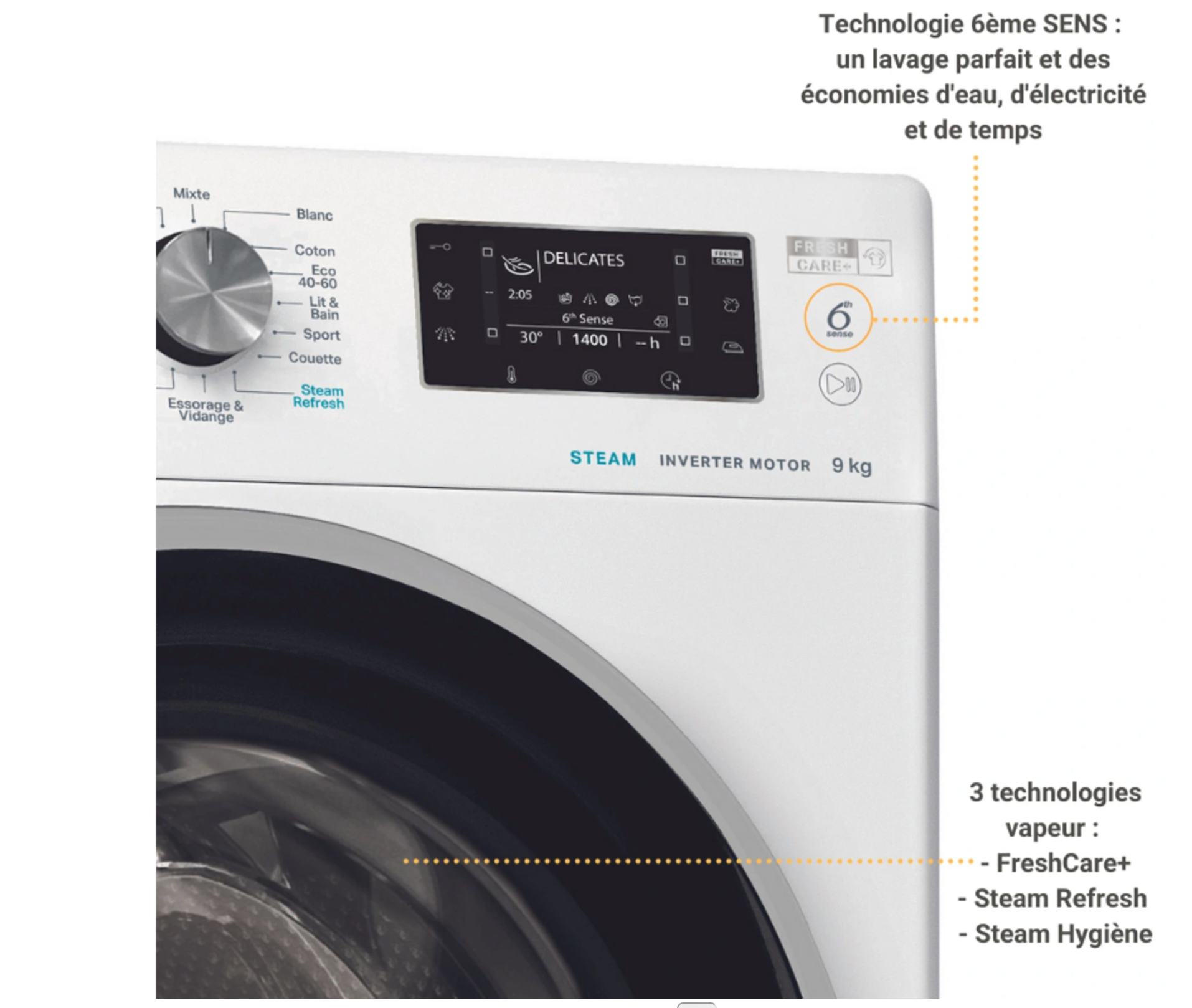 Lave-linge hublot WHIRLPOOL FFDD9469BSVFR reconditionné